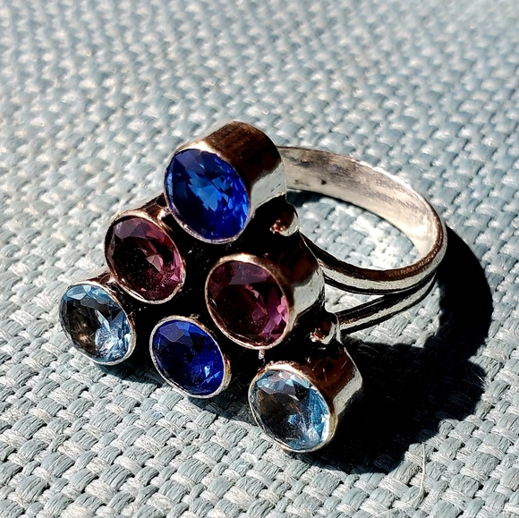 New Amethyst and Blue Quartz 925 Silver Ring. - Picture 12 of 12